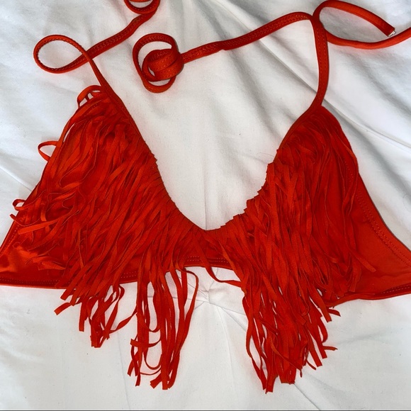 L*Space Audrey Orange Fringe Bikini Top - Picture 2 of 4